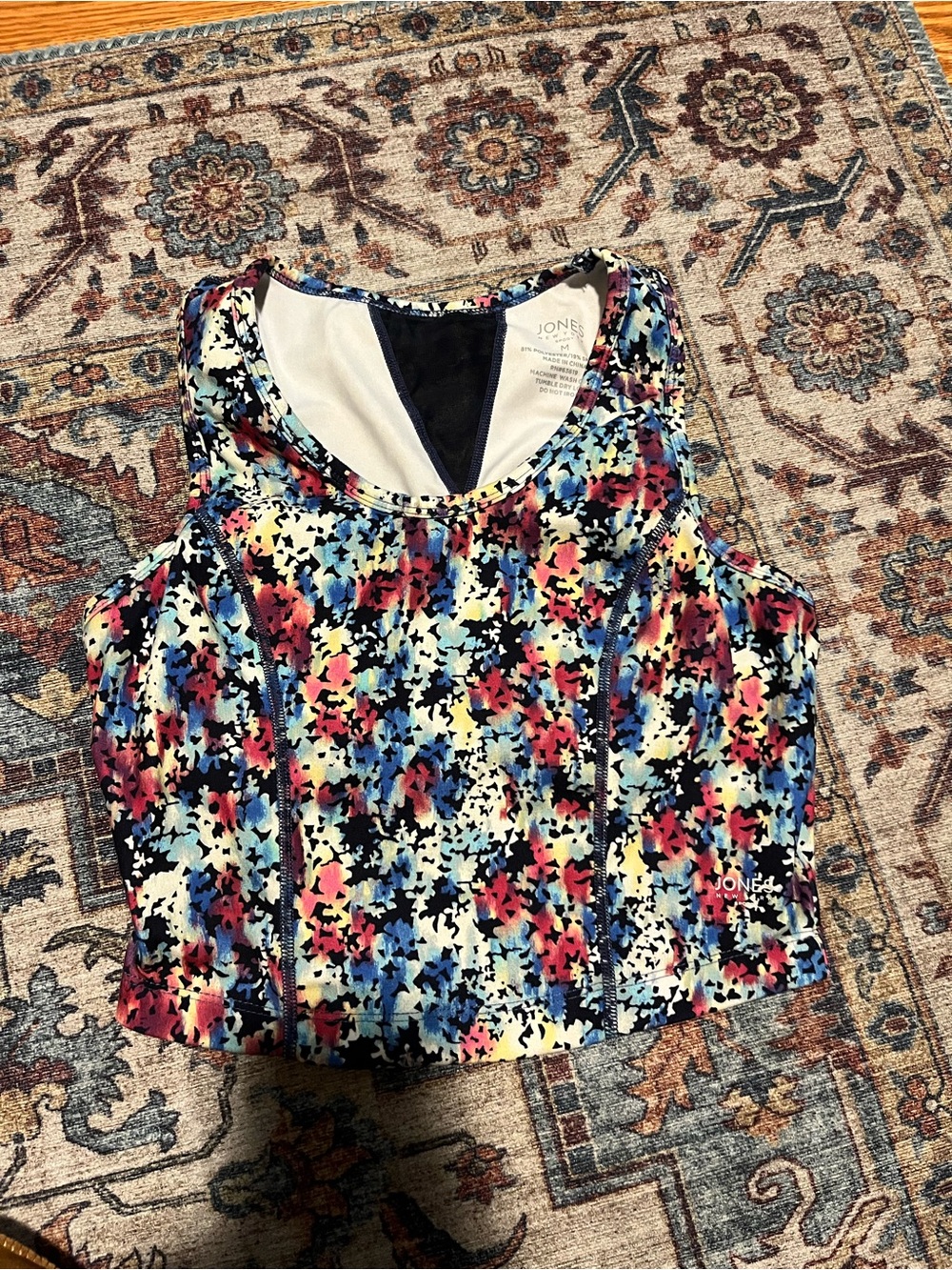 Jones New York Multicolor Floral Print Women's Crop Workout Tank Top